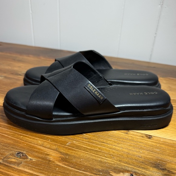 Cole Haan Women Grandpro Rally Leather Crisscross Platform Slide Sandals Black 8 - Picture 5 of 12